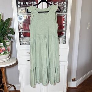 Wonderly Sage Green Ruffle Midi Dress